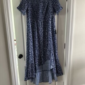 Lulu's Navy Speckled High-Low Maxi Dress